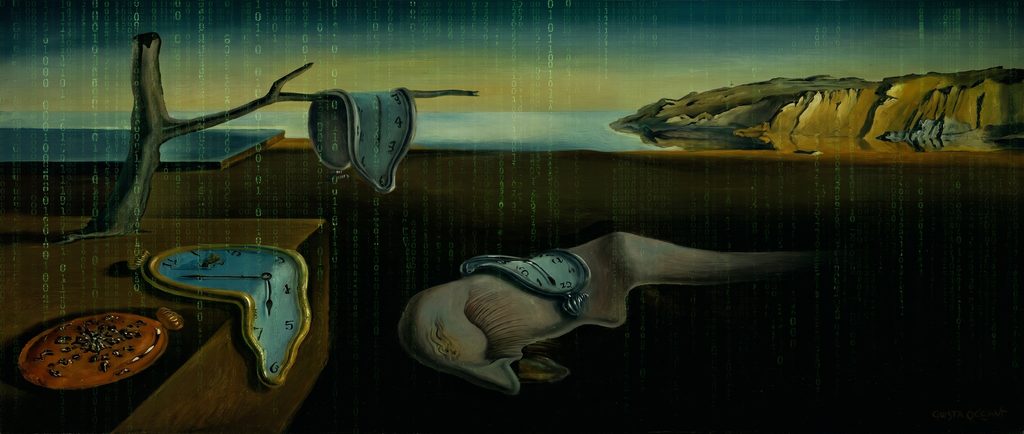 Header Wo wird KI im Unternehmen genutzt - Neuinterpretation von Salvadore Dali "Die Beständigkeit der Erinnerung, 1931"